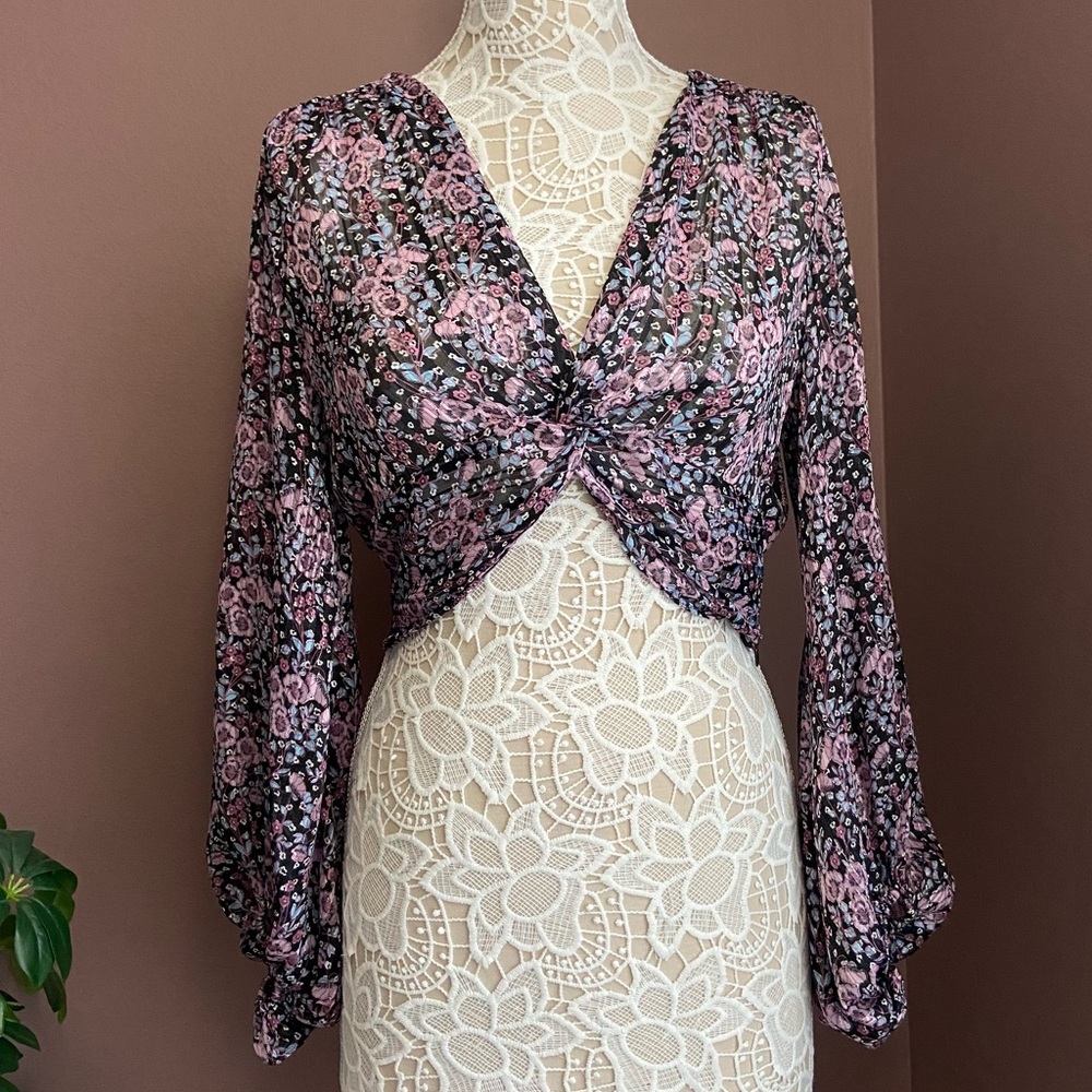 ZARA Front Crop, Crossknot Floral Top